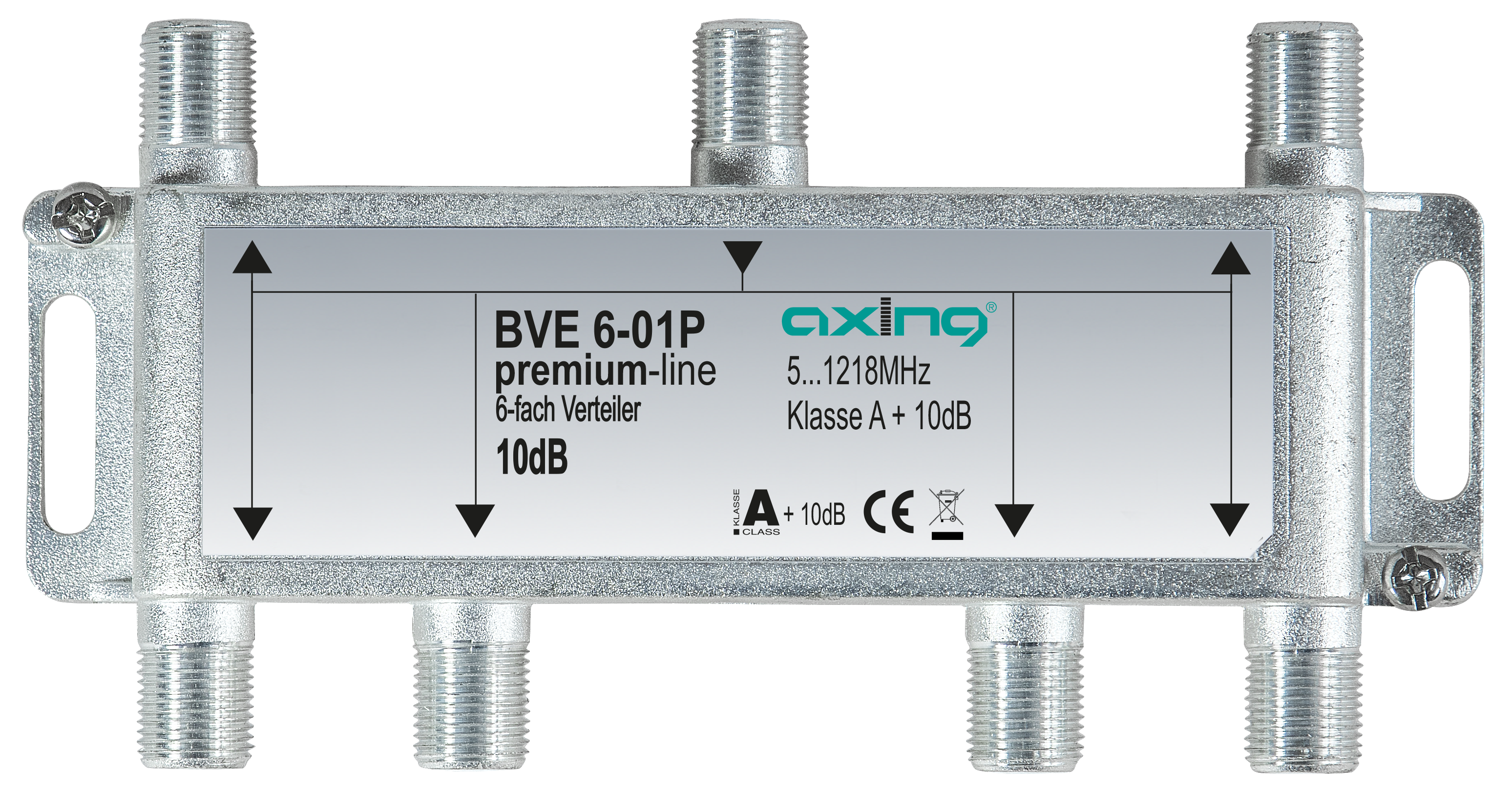 Axing BVE 6-01P 6-fach Verteiler Kabelfernsehen CATV Multimedia DVB-T2 Klasse A 