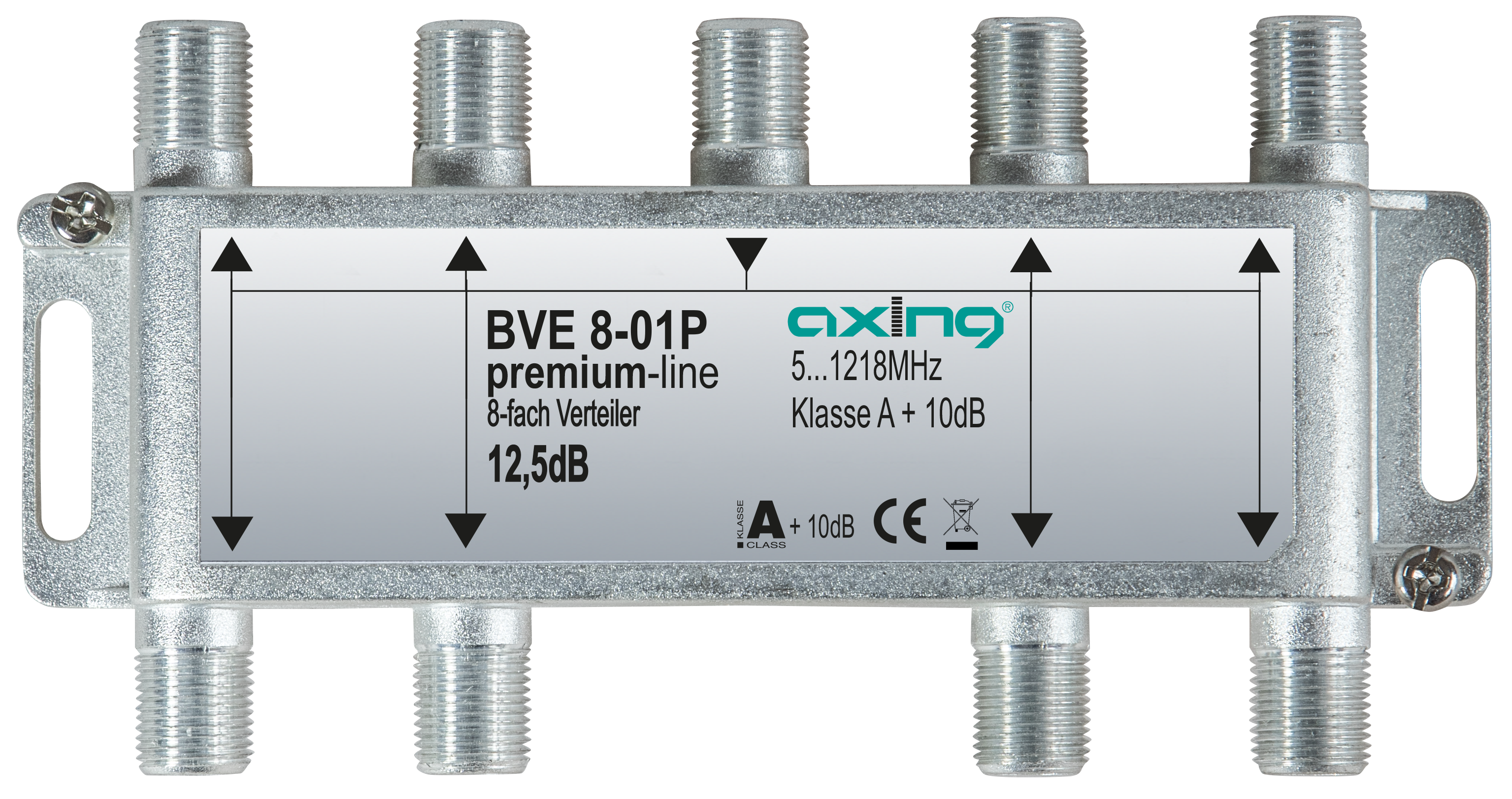 Axing BVE 8-01P 8-fach Verteiler Kabelfernsehen CATV Multimedia DVB-T2 Klasse 