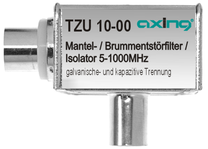 F-Anschlüsse für Kabelfernsehen Radio DVB-T2 HD 5-1000 MHz Brumm-Entstör-Filter Axing TZU 10-01 Mantelstromfilter 